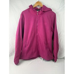 Alaska Womens XXXL Full Zip Fleece Hoodie Magenta Pink Whale Tail Zipper 3XL